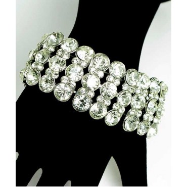 Silver w/Clear Exquisite Austrian Crystal Bracelet 