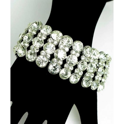 Silver w/Clear Exquisite Austrian Crystal Bracelet 