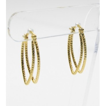 Gold Diamond Cut Geo Hoop Earrings 