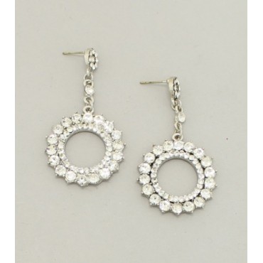 Silver Bridal w/Clear Crystal Post Drop Earrings