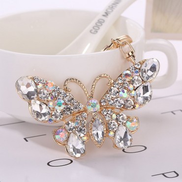 Gold w/Bling Bling Crystal Butterfly Keychain 