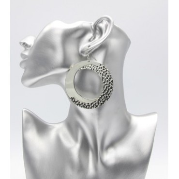 Silver Statement Metal Hoop Earrings