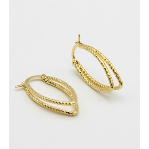 Gold Diamond Cut Geo Hoop Earrings 