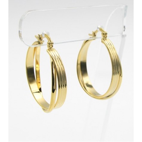 Gold Metal Criss Cross Hoop Earrings