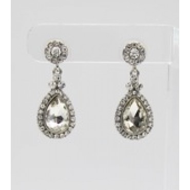 Silver w/Clear Crystal Bridal Drop Earrings