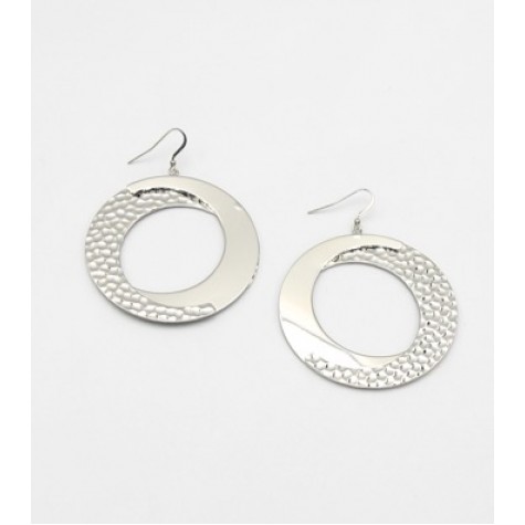 Silver Statement Metal Hoop Earrings