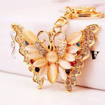 Grtdrm Lovely Butterfly Shape Crystal Rhinestone Sparkling Keychain