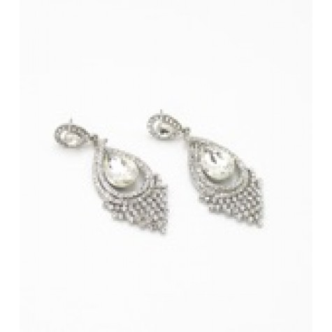 Silver w/Clear Crystal Statement Bridal Earrings