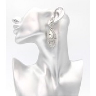 Silver w/Clear Crystal Statement Bridal Earrings