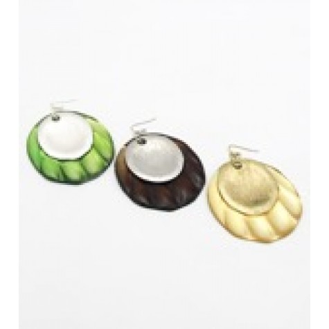 Gold w/Light Yellow Resin Texture Fashion Earrings