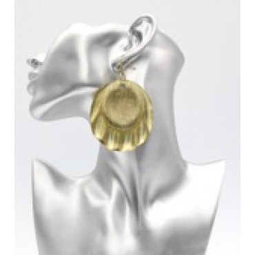 Gold w/Light Yellow Resin Texture Fashion Earrings