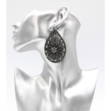 Hematite Filigree Teardrop Statement Earrings 