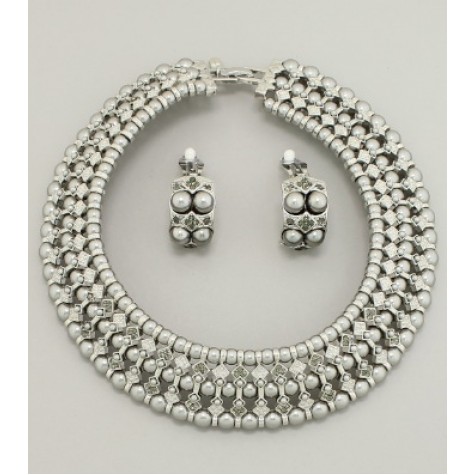 Grey Bridal Pearl Choker Set