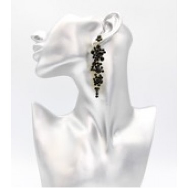 Gold w/Black Crystal Drop Earrings