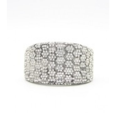 Silver w/Clear Crystal Statement Hinge Bangle Bracelet