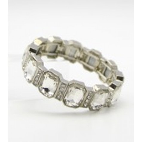 Silver w/Clear Crystal Stretch Bridal Bracelet