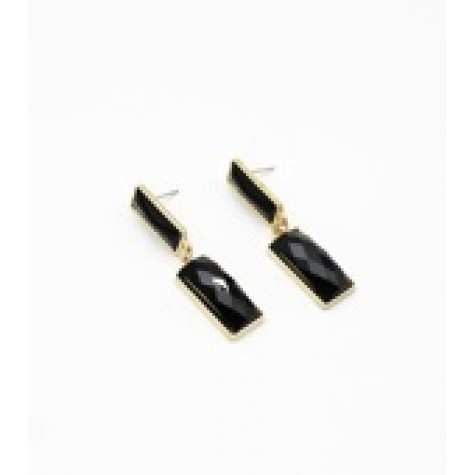 Gold w/Black Facet Resin Drop Post Earrings