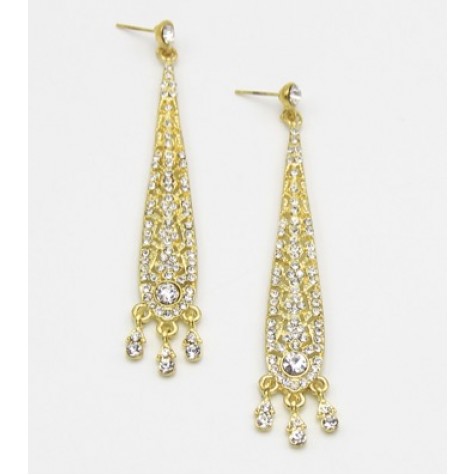 Gold w/Clear Atelier Cystal Drop Earrings 