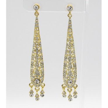 Gold w/Clear Atelier Cystal Drop Earrings 