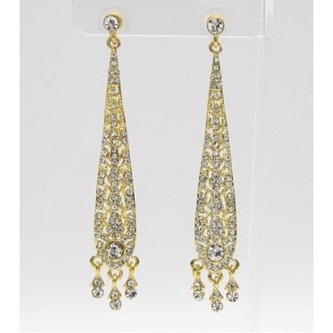 Gold w/Clear Atelier Cystal Drop Earrings 