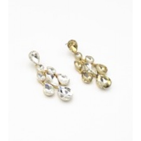 Gold w/Clear Crystal Drop Earrings