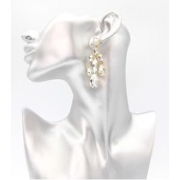 Gold w/Clear Crystal Drop Earrings