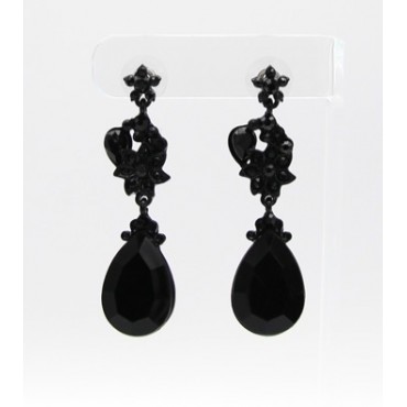 Jet Black Crystal Drop Earrings