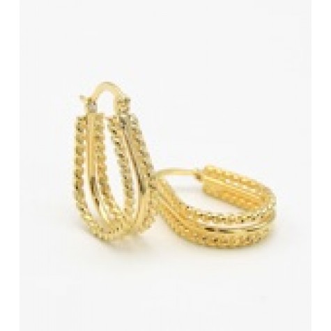 Gold Metal texture Oval Hoop Earrings