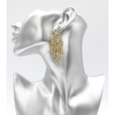 Gold w/Clear Crystal Chandelier Bridal Earrings