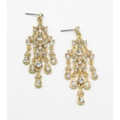 Gold w/Clear Crystal Chandelier Bridal Earrings