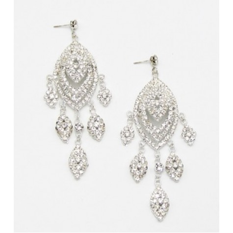 Silver Rhinestone Chandelier Earrings 