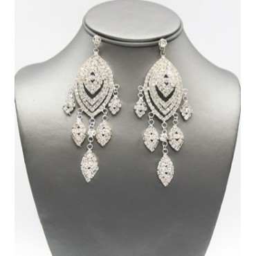 Silver Rhinestone Chandelier Earrings 