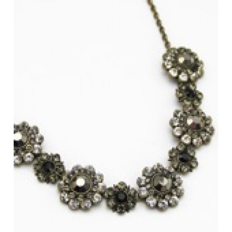 Silver w/Rhinestone Floral Necklace