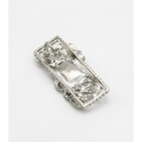 Silver w/Clear Crystal Pave Square Pin Brooch