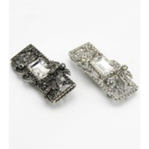 Silver w/Clear Crystal Pave Square Pin Brooch