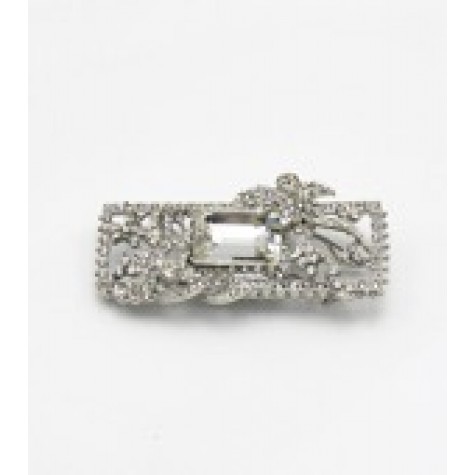 Silver w/Clear Crystal Pave Square Pin Brooch