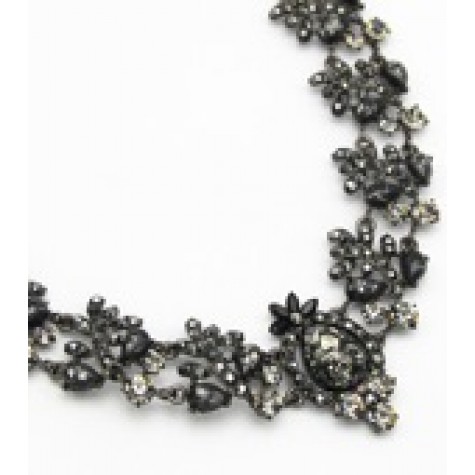 Hematite w/Black Austrian Crystal Collar Pendant Necklace Set