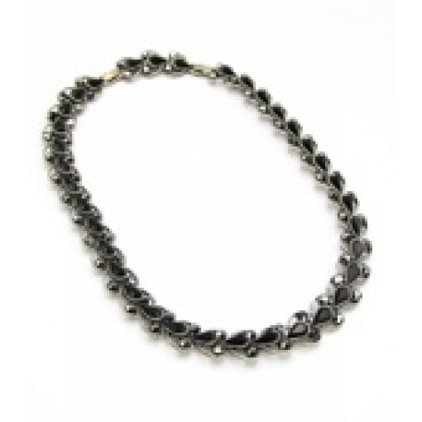 Silver w/Black Crystal Collar Necklace Set