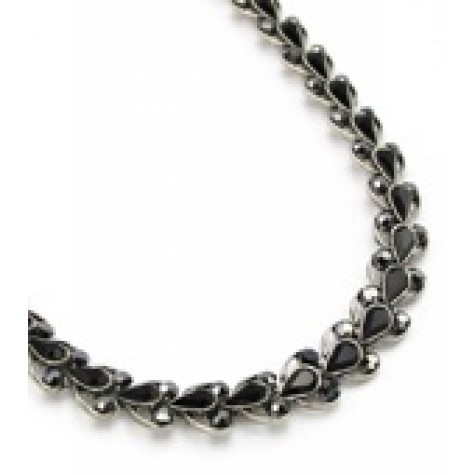 Silver w/Black Crystal Collar Necklace Set