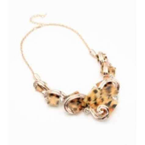 Gold Animal Print Enamel Craft Collar Necklace Set