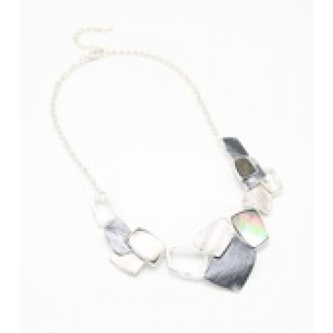 Silver w/Black Enamel Collar Necklace Set