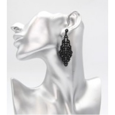 Black Crystal Pave Metal Drop Earrings