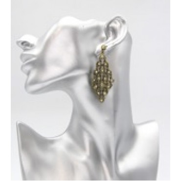 Gold Burnish w/Clear Cystal Pave Metal Drop Earrings