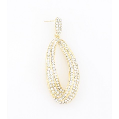 Gold Pageant w/Clear Crystal Oval Earrings