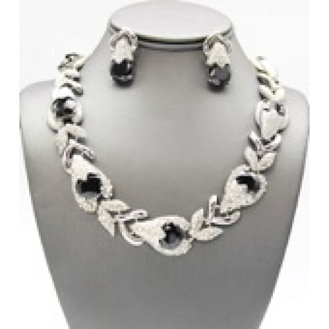 Silver w/Black Cubic Rhinestone Collar