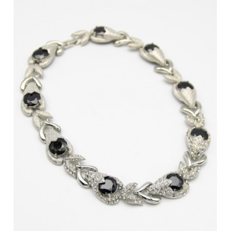 Silver w/Black Cubic Rhinestone Collar