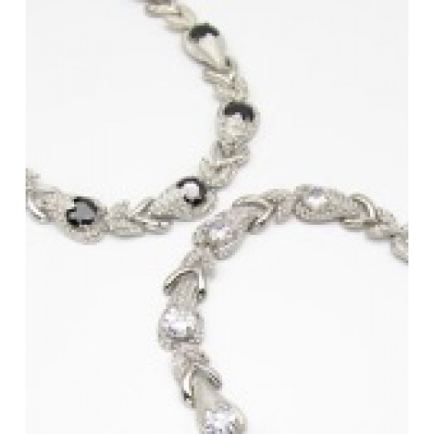 Silver w/Black Cubic Rhinestone Collar