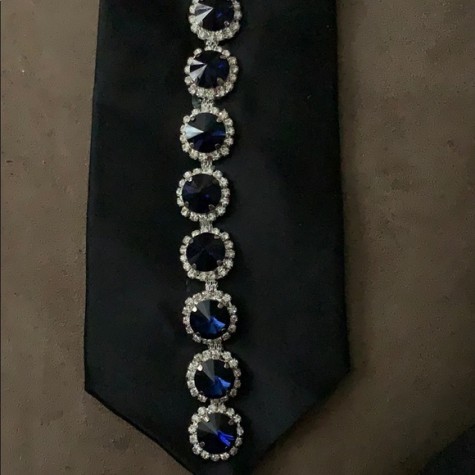 Black w/Rhinestone & Royal Blue Crystal Necktie 