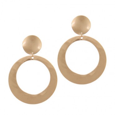 Gold Cut Out Circle Post Drop Earring