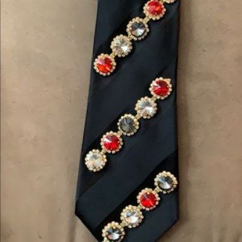 Black w/Rhinestone & Multi Color Stones Necktie 